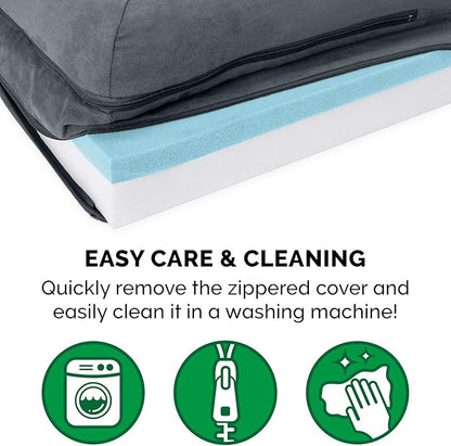 Furhaven Cooling Gel Dog Bed for Large/Medium Dogs w/ Removable Bolsters & Washable Cover 55 lbs