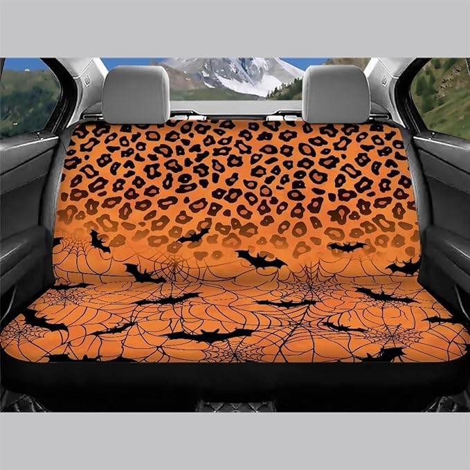 AFPANQZ Halloween Leopard Bat Car Back Seat Covers Protector Rear Car Seat Cushion Dust and Scratch Proof Universal Fits Car