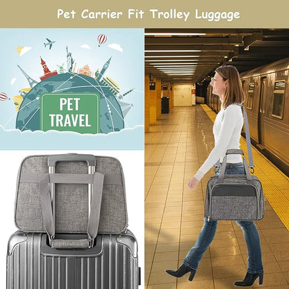 Soft Pet Carrier Breathable Mesh Window - Cat Carrier Airline Approved Underseat - TSA Approved Dog Carrier for Small Cats Puppy Soft Sided Dog Airplane Carrier up to 12 lbs Top Loading