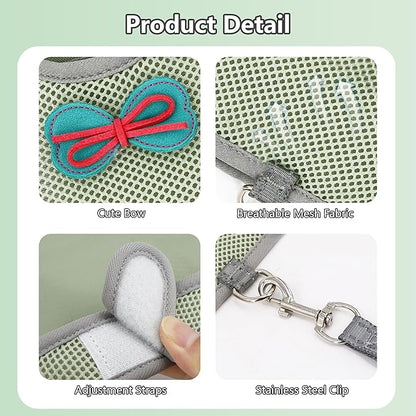 AIITLE Rabbit Harness and Leash Set with Cute Bow
