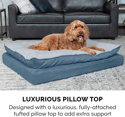 Furhaven Orthopedic Dog Bed for Large Dogs w/ Pillow Cushion Top & Removable Washable Cover 95 lbs
