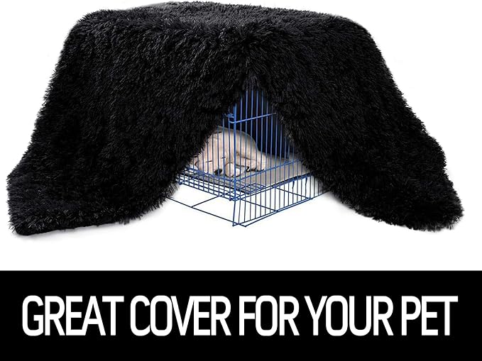 LOCHAS Luxury Fluffy Dog Blanket 40''x60'' Black