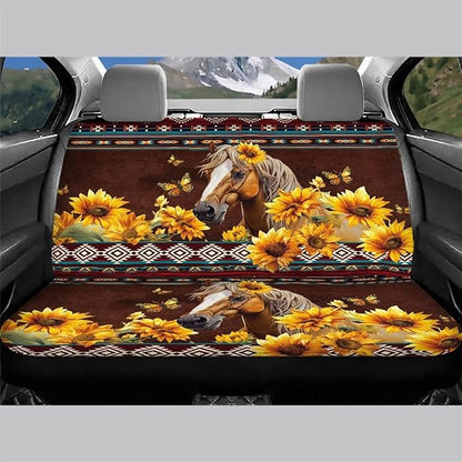 AFPANQZ Horse Sunflower Car Rear Bench Protective Car