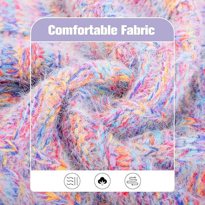 BEAUTYZOO Small Dog Sweater -Turtleneck Pullover Classic Cable Knit Fuzzy Winter Coat Dog Cold Weather Clothes for Small Medium Dogs Puppy Girl Boys(Rainbow Pink, M)