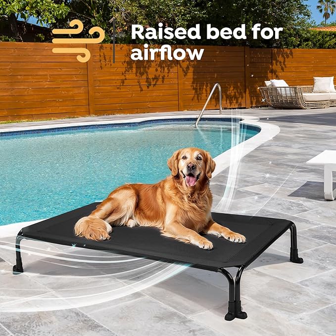 Veehoo Elevated Dog Bed 29" x 18", Black