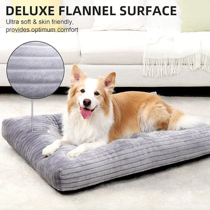 Dog Crate Bed Washable Dog Beds for Large Dogs Deluxe Thick Flannel Fluffy Comfy Kennel Pad Anti-Slip & Anti-Scratch Pet Sleeping Mat 35 x 23 Inch,