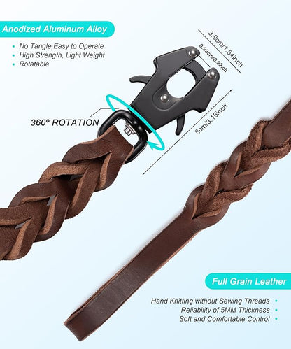 GEIT 4/5/6FT Leather Dog Leash
