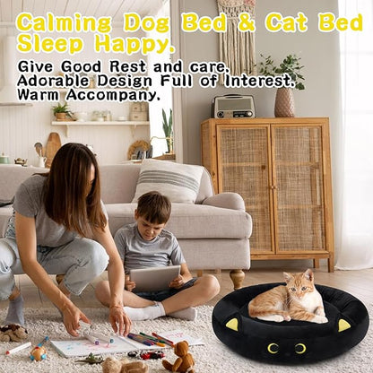 Black Cat Bed Calming Dog Bed