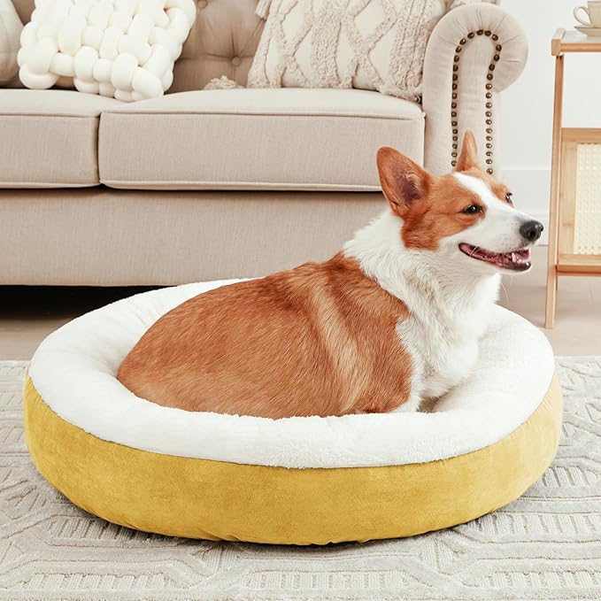 Love's cabin Round Donut Cat and Dog Cushion Bed 25in Pet