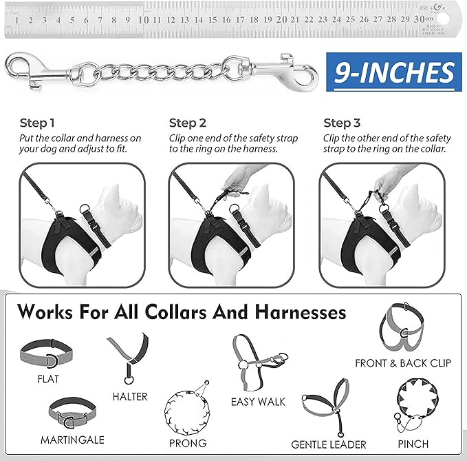 MOZETO Dog Collar Safety Clip (9 inches)