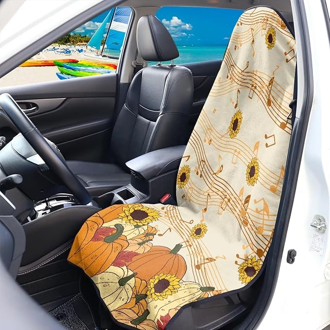 Yewattles Fall Musical Pumpkins Stain Resistant Car Seat