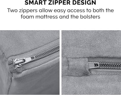 Furhaven Orthopedic Dog Bed for Large Dogs w/ Removable Bolsters & Washable Cover 125 lbs