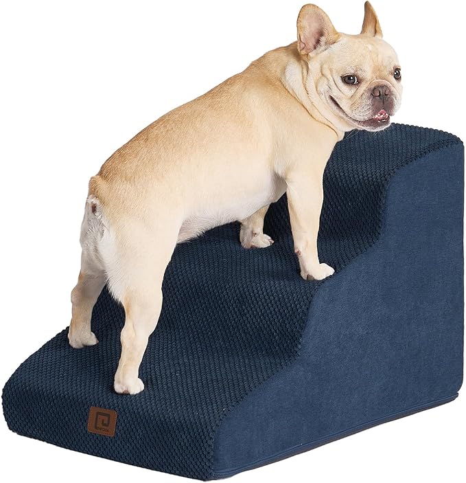 EHEYCIGA Curved Dog Stairs for Small Dogs 15.7" H 3-Step Dog