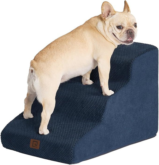 EHEYCIGA Curved Dog Stairs for Small Dogs 15.7" H 3-Step Dog