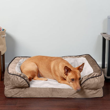 Furhaven Orthopedic Dog Bed for Medium/Small Dogs w/ Removable Bolsters & Washable Cover 35 lbs