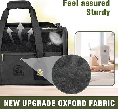 Luxury Pet Carrier for Dogs, Cats, Puppies - Airline TSA Approved, Durable Anti-Scratch Fabric, Soft-Sided, Consistent Airflow, Foldable Design, Cushion Pad, Travel (Black, Large)