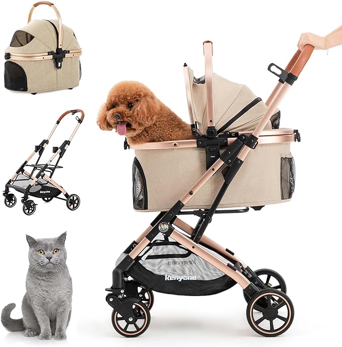 Kenyone 3-in-1 Pet Stroller for Small Medium Dogs