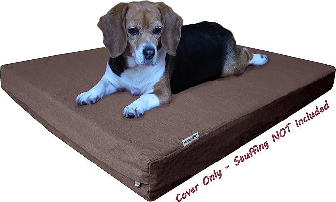 Dogbed4less DIY Pet Bed Pillow Brown Denim Duvet Cover and Waterproof Internal Case for Dog and Cat at 35X20X4 Inch