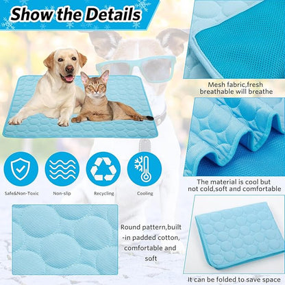 Dog Cooling Mats Pet Cooing Pad Self Cooling Blanket Dog Cooling Pads for Dogs Cats Indoor and Outdoor (Blue