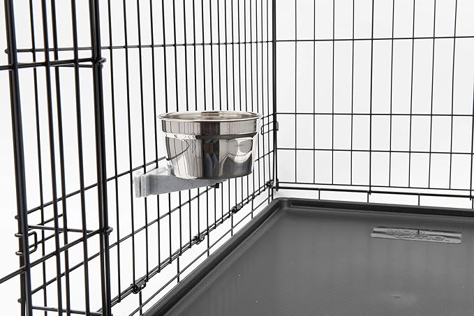 Lixit Quick Lock Removable Dog Kennel Bowls for Wire and Soft Sided Crates (20oz Wire Cage, Stainless Pack of 2)