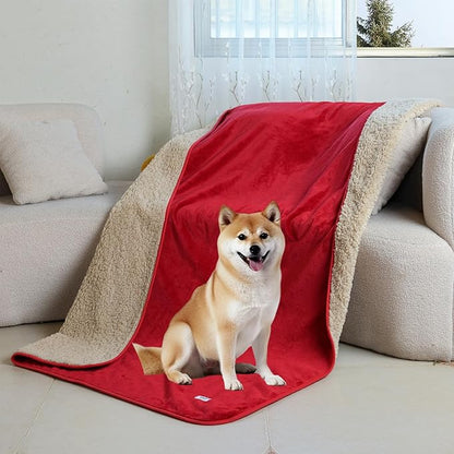 Waterproof Pet Blanket Dog Blankets, Super Soft Warm Fluffy Facecloth Sofa Car Bed Protector, Urine Proof Washable Outdoor Pet Blanket for Puppy Large Dogs & Cats(Red120cm*200cm)