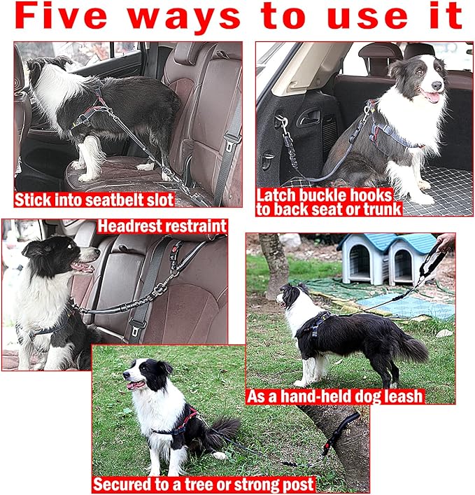 Dog Seat Belt 5-in-1 Multi-Functional