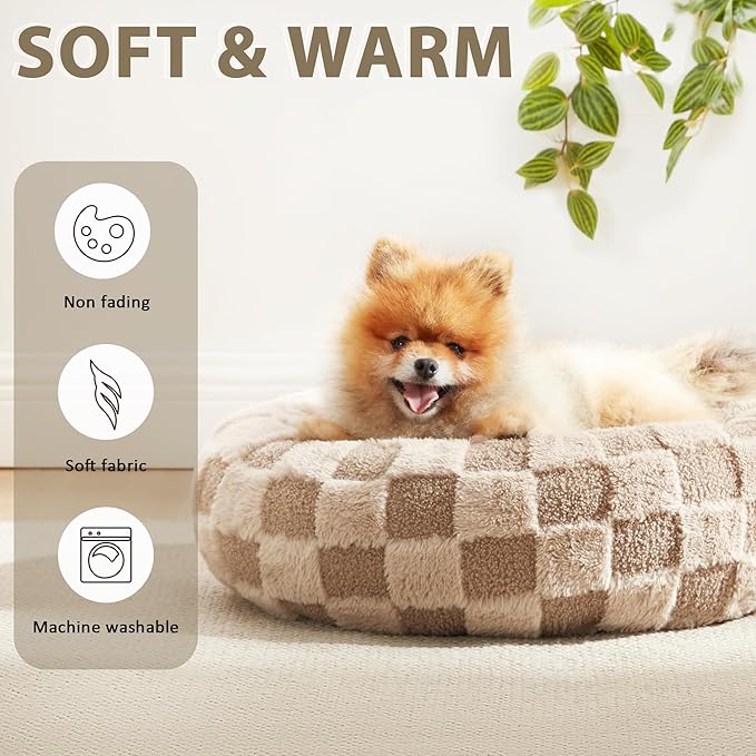 Love's cabin Round Donut Cat and Dog Cushion Bed 20in Pet