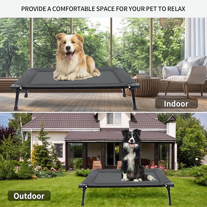 Pozico Cooling Foldable Elevated Dog Bed for Small Dogs with Metal Frame