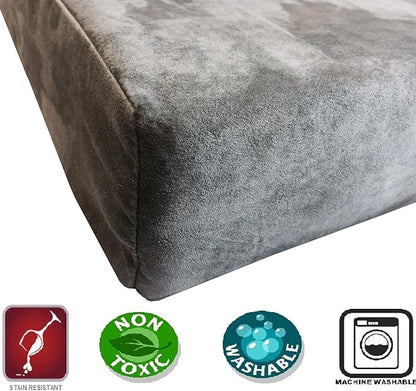 Dogbed4less DIY Pet Bed Pillow Grey MicroSuede Duvet Cover and Waterproof Internal Case for Dog and Cat at 35X20X4 Inch