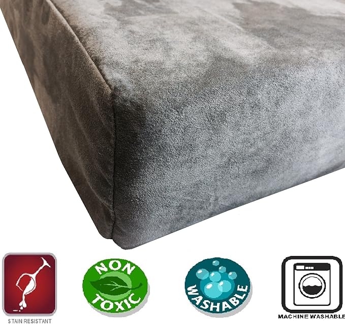 XL Orthopedic Waterproof Durable Dog Bed for Medium to Large Dogs with Cool Memory Foam Pad, Microsuede in Gray, 40"X35"X4"