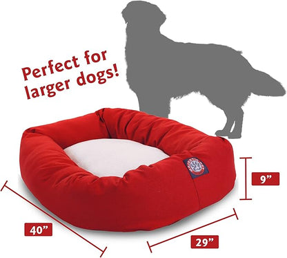 40 inch Red & Sherpa Bagel Dog Bed By Majestic Pet Products