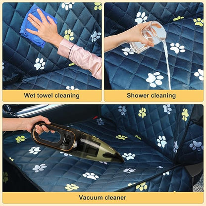 Riakrum Dog Car Seat Cover for Front Durable Colored Paw Prints Waterproof Protector Against Dirt Scratch Proof Non Slip Padded Quilted Front Seat Covers for Dog for Cars