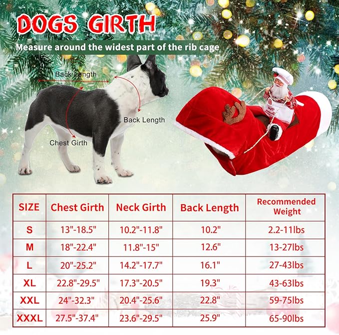 BWOGUE Santa Dog Costume Christmas Pet Clothes Santa Claus Riding Pet Cosplay Costumes Party Dressing up Dogs Cats Outfit for Small Medium Large Dogs Cats