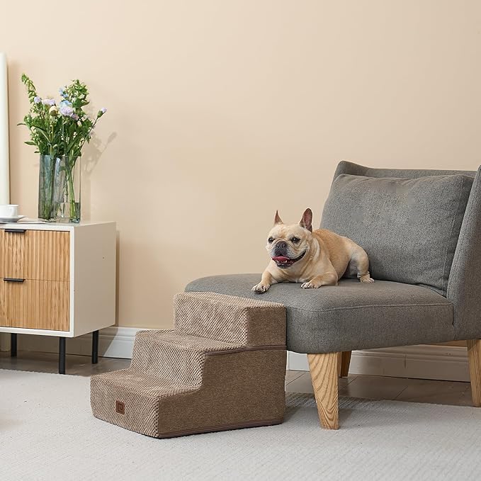 EHEYCIGA Dog Stairs for Small Dogs 13.5" H 3-Step Dog
