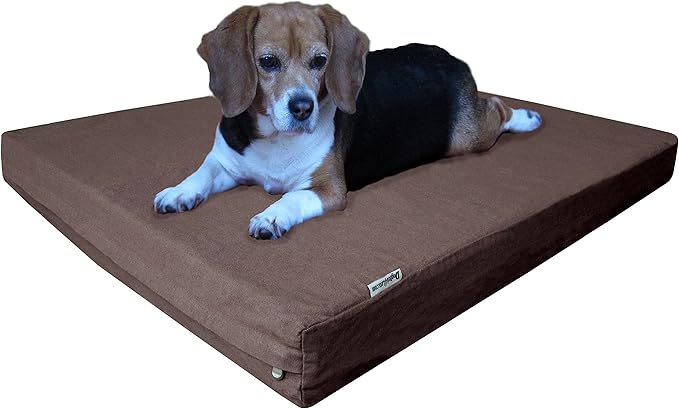 Dogbed4less Orthopedic Small Medium Gel Memory Foam Pet Bed with Washable Denim Cover 35X20X4 Inch