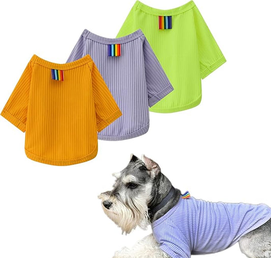 3 Pcs Dog Cooling Shirt Ice Silk Breathable Lightweight Dog Clothes T-Shirts for Small Dogs Purple