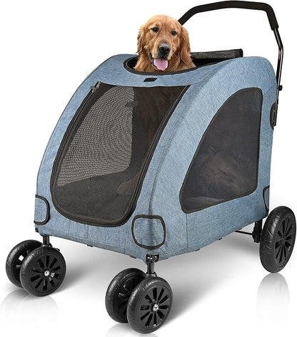 Petbobi Dog Stroller for Large Dogs 4 Rubber 2 Medium 120lbs, Blue