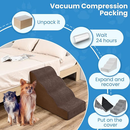 PAWSCRAT Dog Stairs 4 Steps 19.6 inch 30D Foam