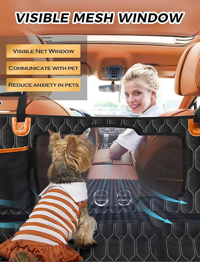 Dog Car Seat Cover for Back Seat 6-in-1 Waterproof 100% Scratchproof 60"x64"