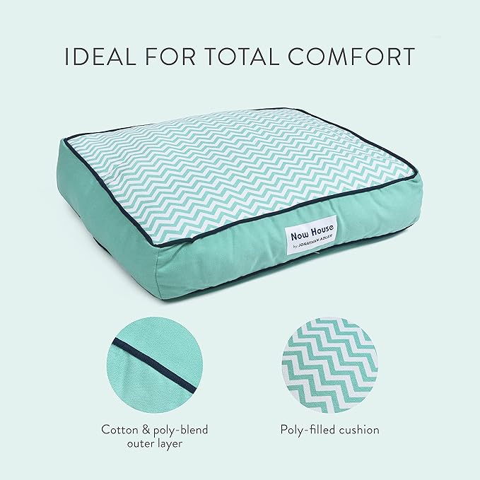 Now House for Pets by Jonathan Adler Teal Chevron Cushion Dog Bed (FF15503)