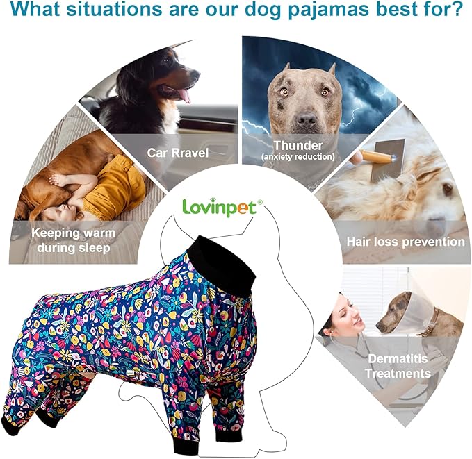 LovinPet Dog Pajamas Apparel for Medium Dogs -Dog Pet Pajamas Jamammies,2XL