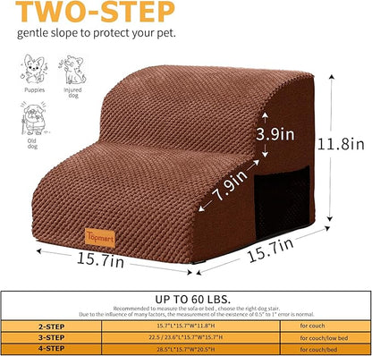 Topmart High Density Foam Pet Steps 2 Tiers 11.8" High,Non-Slip
