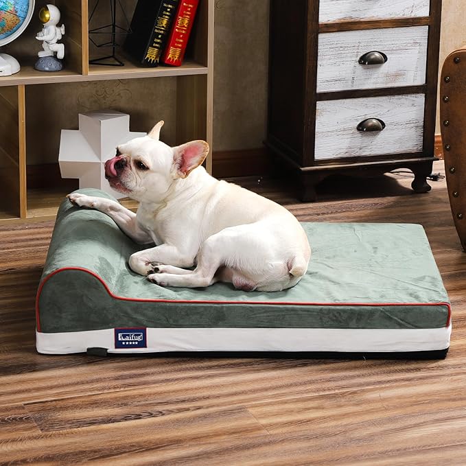 Laifug Orthopedic Memory Foam Dog Bed with Pillow and Durable Water Proof Liner & Removable Washable Cover & Smart Design Medium (34"x22"x7")