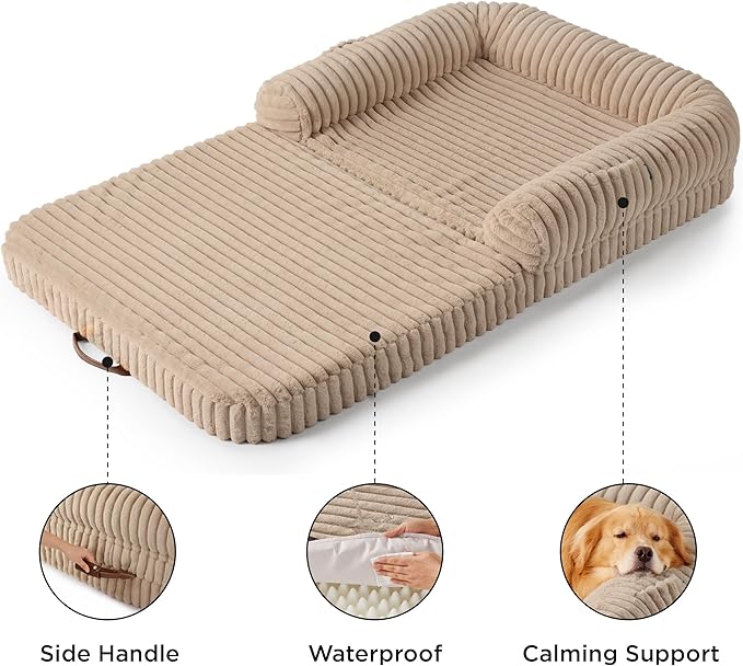 Bedsure Foldable Human Dog Bed for People Adult 2 in 1 Corduroy