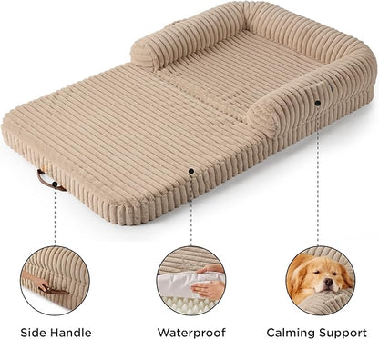 Bedsure Foldable Human Dog Bed for People Adult 2 in 1 Corduroy