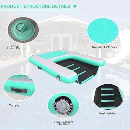 Inflatable Dog Raft Boat Dock Ramp Ladder Water 4.6ft x 3ft x 4in