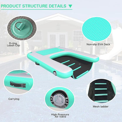 Inflatable Dog Floating Ramp Boat Dock Raft Ladder 4ft x 3ft x 4in