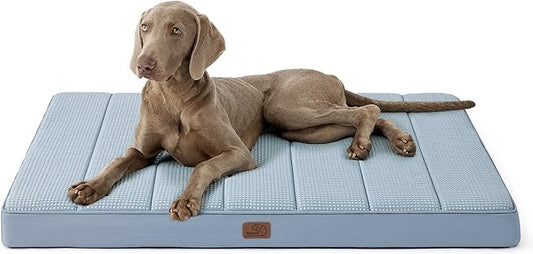 Bedsure Cooling Gel Foam Dog Bed for Large Dogs Cover(41"x29", Blue)