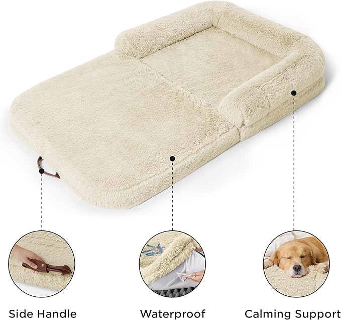 Bedsure Foldable Human Dog Bed for People Adults 2 in 1 Calming