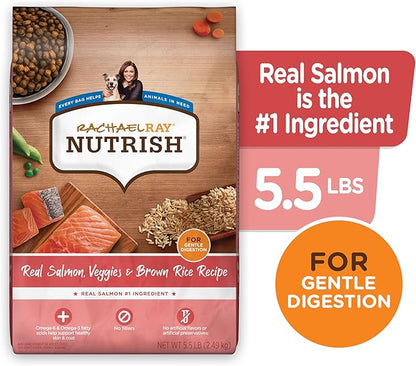 Nutrish Rachael Ray Real Salmon, Veggies & Brown Rice Recipe Dry Dog Food, 5.5 lb. Bag